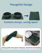 Collapsible Portable 2-in-1 Dog Bowl, Travel Dog Bowl Integrated, Silicone Foldable Expandable Food Water Bowl with Carabiner - Anti-Spill and Anti-Skid - for Camping/Traveling LPFLASAT (Dark Green)