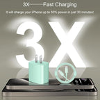 iPhone 17 16 15 Charger Fast Charging 3+3Pack 20W USB C Wall Charger with 10FT Fast Charging Cable Compatible with iPhone 17/17 Air/17 Pro/17 Pro Max/iPhone 16/15 Series, iPad Pro/AirPods -Green