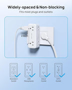 TROND Multi Plug Outlet Extender 2 Pack - 6 AC Outlet Splitter with 360° Rotating Plug, Wall Plug Adapter, 3 Way Multiplug Expander, Swivel Wall Extension Adapter for Bathroom Kitchen Office Travel