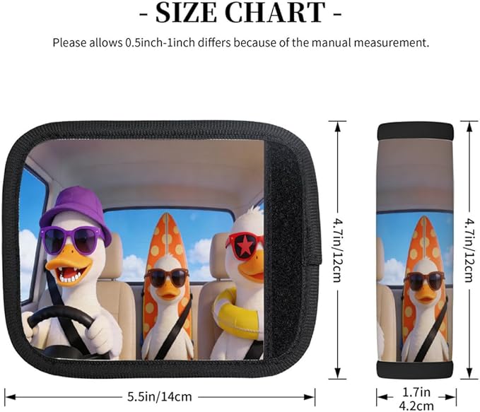 2 Pack Luggage Handle Wrap with Travel Tags - Non-Slip Protective Cover Soft Handle Grips Covers for Suitcase(Funny Ducks)