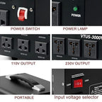 Yinleader Voltage Converter Transformer(110V to 220V, 220V to 110V) Step Up/Down Transformer Converter 110/120 Volt - 220/240 Volt w/US Power Cord,Circuit Breaker Protection (VTUS-3000-6S)