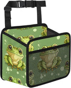 Car Backseat Organizer, PU Leather Back of Seat Cars Hanging Organizer with Pockets Leakproof Car Garbage Bag Hanging Cars Seat Storage Box Travel Accessories Foldable (Green Frog)