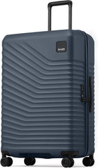 Coolife Hardside Luggage Upgrade Durable PC Lightweight Travel Suitcases with Dual Spinner Wheels & TSA Lock (Navy, Checked-Large 28-Inch)