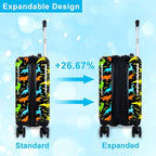 5Pcs Kids Suitcase Set for Boys, 16.5" Hardside Luggage with Spinner Wheels, Dinosaur Travel Carry on Luggage Airline Approved (Black)