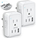 2 Pack US to India Plug Adapter, VINTAR Foldable India Power Adapter with 2 Outlets and 3 USB Ports(2 USB C), 5 in 1 Type D Plug Adapter for US to India Bangladesh Maldives Pakistan Sri Lanka
