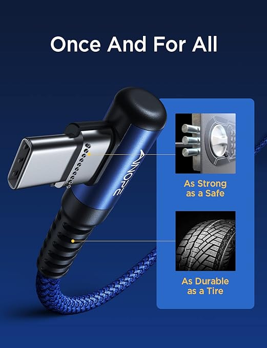 AINOPE [2 Pack 10FT] USB C Cable 3.1A C Charger Cable Fast Charging Right Angle Nylon Braided USB to USB C Compatible with Galaxy S22 S21 S10, Note 10 9 A51 LG G8 G7 Charging Cord