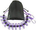 Adjustable Elastic Clothesline with Clips and Positioning Balls Portable Retractable Windproof Laundry Hanging Rope for Travel Camping Indoor Use Anti-Skid Washing Line with Drawstring Bag Purple