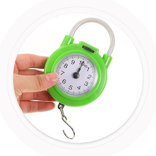 SHOWERORO Portable Travel Spring Luggage Scale with Hook, Manual Small Suitcase Weight Scale in Fluorescent Green for Accurate Travel and Shipping Weighing
