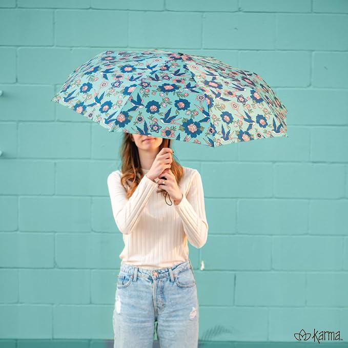 Karma, Travel Umbrella Compact Folding Umbrellas Lighweight Auto Open Close for Women Parasol, Houndstooth