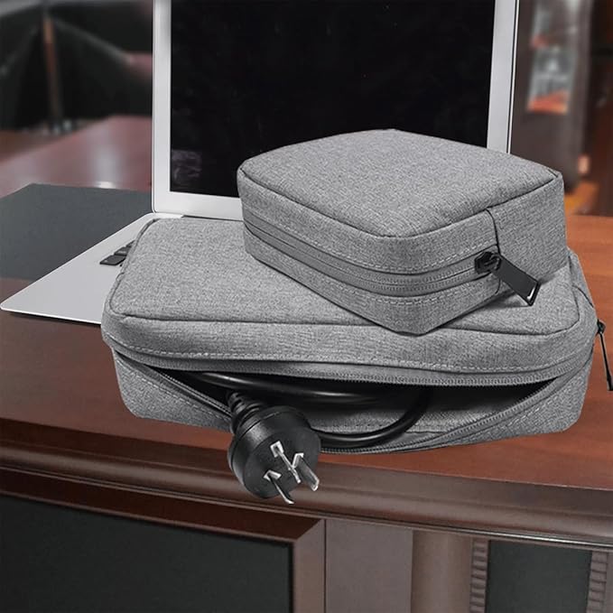 CAAORDKSO Electronic Cable Organizer Bag, Travel Accessories Carry Case Portable Waterproof Electronics Organizer Case for Cable, Cord, Charger, Phone, Power Bank, Earphone (Big-Light Grey)