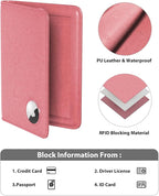Stouchi AirTag Passport Holder, Cute Passport Holder with Airtag Slot, RFID Passport Wallet Cover for Women, Family Leather Passport Protector Case, Anti-Lost Travel Essentials, Pink