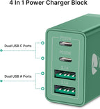 40W USB C Charger Cube, 2-Pack Wall Plug Fast Charging Block, 4-Port QC +PD Power Adapter Multiport Brick Type C Box for iPhone 16/15/14/13/12/11 Pro, XS/XR/8/7, Tablets, Cellphones Charger