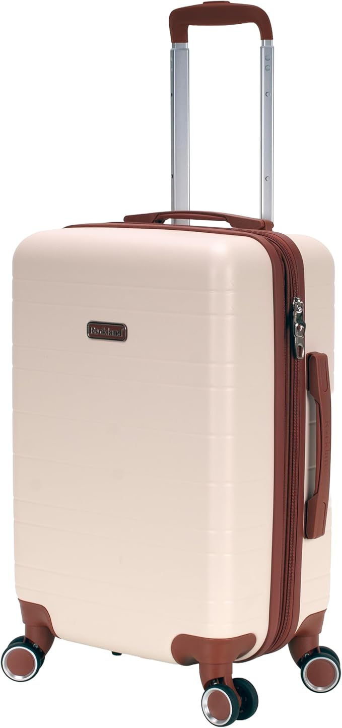 Rockland Palm Beach Hardside 2 Piece ABS Luggage Set, (20"/27"), Ivory