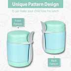 10oz Soup Thermo for Hot Food Kids,Lunch Thermo Kids Food Jar with Spoon Hot Insulated Food Containers,Leak Proof Stainless Steel Wide Mouth Lunch Thermo Jar for School(Mint-Green)