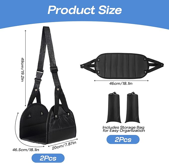 2-Pack Airplane Foot Hammock, Adjustable Travel Foot Rest for Plane, Train, Bus, Lightweight Travel Essentials for Long Flights, Comfortable Travel Accessories