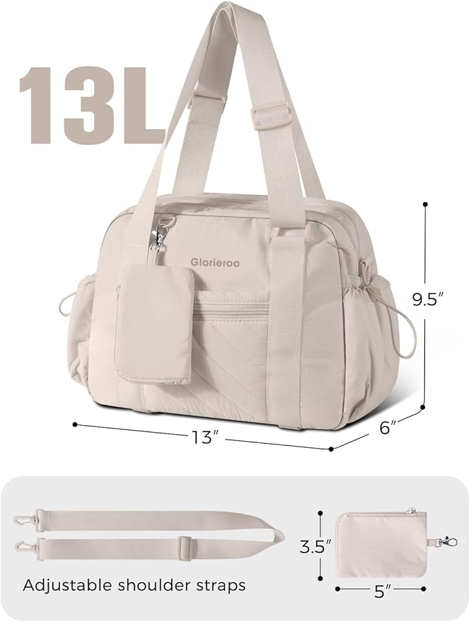Small Gym Bag for Women - Puffer Duffle Weekender Work Duffel Carry on Overnight Nurse Dance Yoga Workout Tote Bag with Yoga Mat Holder Wet Compartment Coin Purse BPA-Free
