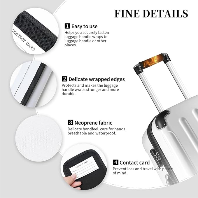 Abstract Animal Fire 2 Pack Luggage Handle Wrap Set of Neoprene Luggage Tags for Suitcases Bag Strap Wrap Cover Travel Airplane Accessories Covers Markers Sleeve Grips Identifiers Cruise