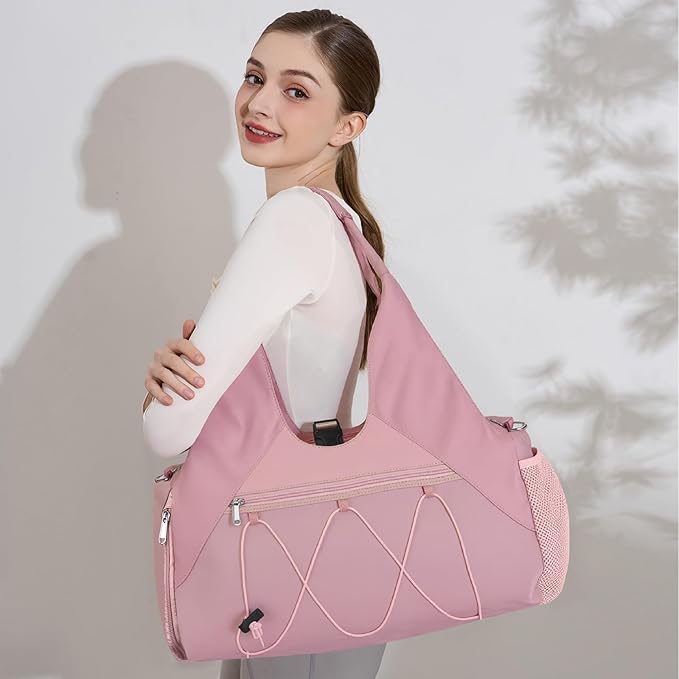 Forestfish Gym Bag For Women With Yoga Mat Holder & Shoe Compartment & Wet Dry Storage Pocket & Adjustable Strap