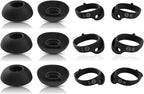 6 Pairs Replacement Ear Tips for Bose QuietComfort Ultra Earbuds (2023) & Bose QuietComfort Earbuds II (2022) - Anti-Slip Silicone Wingtip Covers Eartip-Black