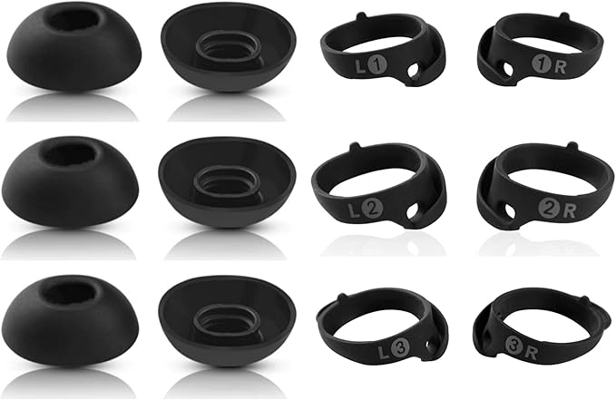 6 Pairs Replacement Ear Tips for Bose QuietComfort Ultra Earbuds (2023) & Bose QuietComfort Earbuds II (2022) - Anti-Slip Silicone Wingtip Covers Eartip-Black