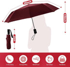 Travel Compact Umbrella, Folding Travel Umbrella for Rain and Shine Small, Windproof Automatic Open/Close, Portable Umbrellas