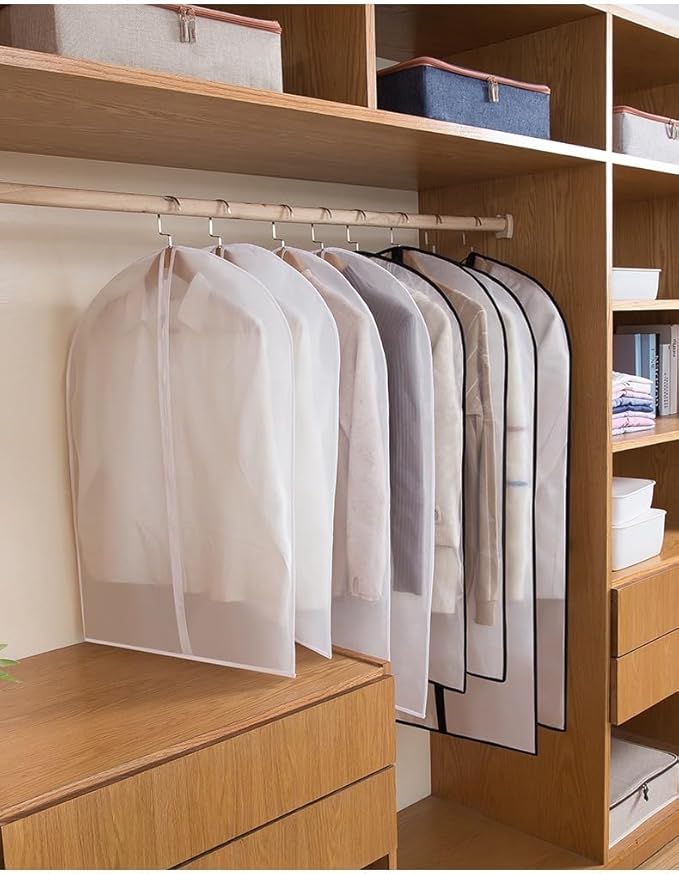 Dress Bags for Hanging Clothes (Set of 12) Breathable Suit Bag Covers with Zip Coat Covers for Closet Garment Bag for Wardrobe Storage and Travel Covers for Coats White - 24'' x 60''