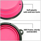Dog Bowl Pet Collapsible Bowls, 2 Pack Collapsible Dog Water Bowls for Cats Dogs, Portable Pet Feeding Watering Dish for Walking Parking Traveling with 2 Carabiners (Large, Orange+Pink)
