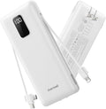 charmast Portable Charger with Built-in Cables and Plug, 10000mAh USB C Power Bank Fast Charging, External Battery Pack Slim, Travel Essentials Compatible with iPhones, Samsung Galaxy, iPad