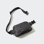 Pander Everywhere Belt Bag for Women, 5 Zipper Pockets Nylon Crossbody Fanny Pack Purse (Grey Leopard)