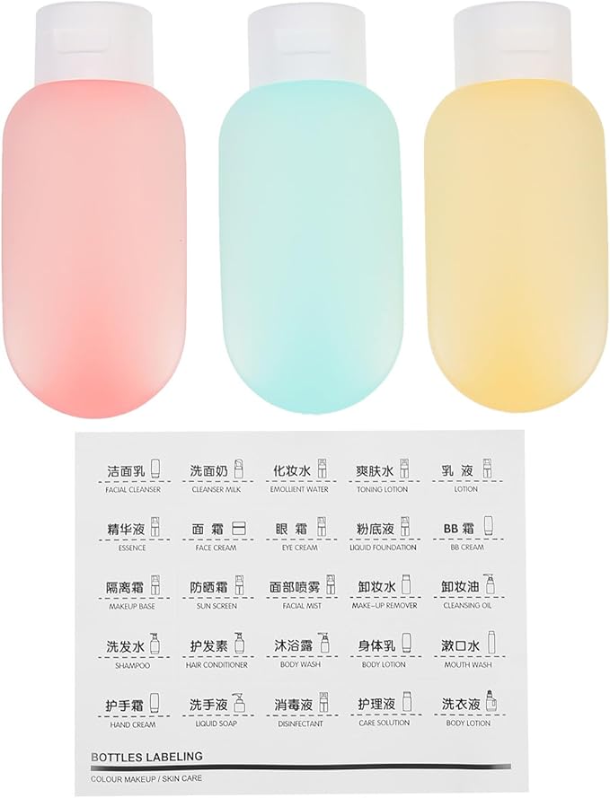 Travel Size Lotion Bottles 3pcs 60ml Colorful Flip Cap Squeeze Bottles for Shampoo and Shower Gel Refillable Toiletries Containers for Travel and Daily Use