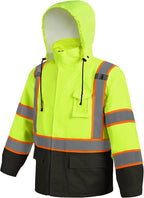 Hi Vis Safety Rain Jacket for Men Women Waterproof Breathable Rain Gears with Mesh Lining Black Bottom Lightweight Work Jacket (2XL/3XL)