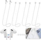 Magnetic Anti-Lost Straps for AirPods,4 Pack Ultra Strong Magnetic AirPods Strap Anti-Lost Neck Rope Cord,Soft Silicone Sports Lanyard Compatible with AirPods 1&2/ Pro /2nd/3rd (4 Pack White)