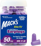 Mack's Slim Fit Soft Foam Earplugs, 50 Pair - Small Ear Plugs for Sleeping, Snoring, Traveling, Concerts, Shooting Sports & Power Tools | Made in USA