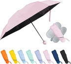 TopTie Compact Mini Umbrella for Purse, Small Sun & Rain Umbrellas with Case, Travel Folding Umbrella