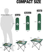 VILLEY Portable Camping Side Table, Ultralight Aluminum Folding Table with Mountain Silhouette Print and Carry Bag for Camping, Picnic, Beach, Travel