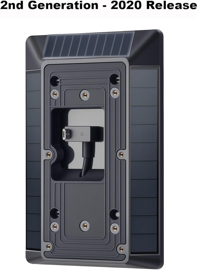 Solar Charger Compatible with Ring Video Doorbell (2020 Release), Micro USB Port Only, Not for USB-C or 2-Prong Ports, Waterproof Solar Panel for Continuous Power