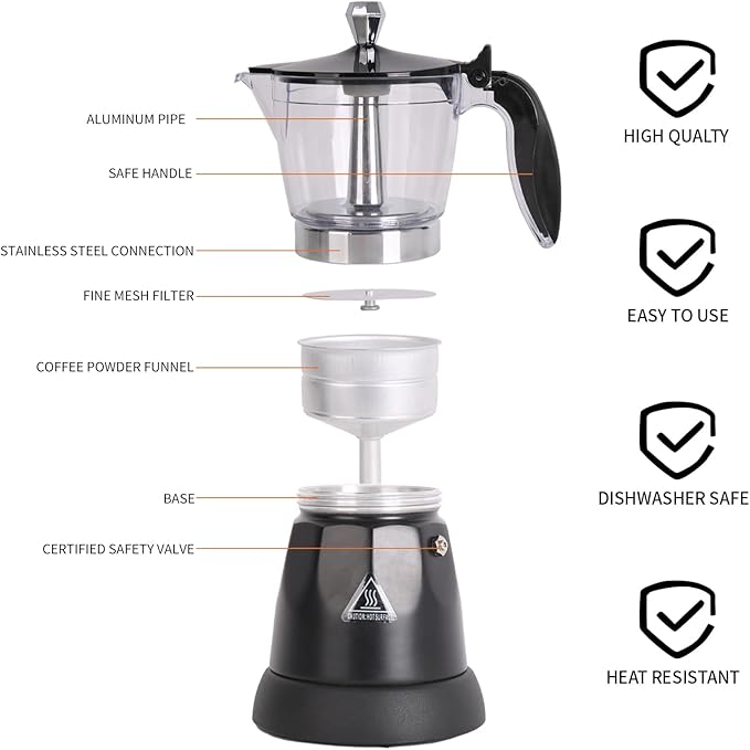 LAOION Cuban Coffee Maker, 6 or 3cup Electric Espresso Coffee Maker, Portable Cafeteras Electricas Modernas, Electric Moka Pot with Detachable Base & Overheat Protection, Coffee Gift for Home Travel