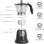 LAOION Cuban Coffee Maker, 6 or 3cup Electric Espresso Coffee Maker, Portable Cafeteras Electricas Modernas, Electric Moka Pot with Detachable Base & Overheat Protection, Coffee Gift for Home Travel