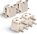 OREI World (USA, UK, China & More) to India (Type D) Travel Adapter Plug - 2 in 1 - CE Certified - RoHS Compliant - 4 Pack - White Color (DB-10-4PK) (Beige)