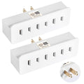 UL Listed 2 Prong 3-Outlet Wall Tap, 2 Prong Triple Outlet Converter Plug Extender, Multi-Plug Outlet Adapter, Polarized White, for Living Rooms, Kitchens, Offices and More. (2 Pack)