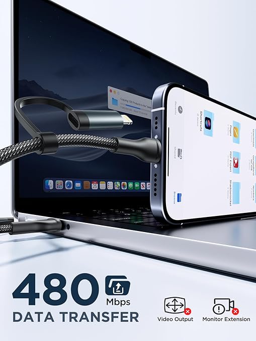 4 in 1 Charging Cable [2Pack 6.6FT] 60W Fast Charging Cord Apple MFi Certified Lightning Cable Nylon Braided Multi USB C Cable for iPhone 16/15 14 13 iPad Samsung Galaxy MacBook iPad Tablets and More