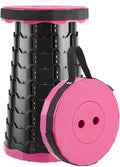 Doseno Upgraded Foldable Stool Thickened, Portable Collapsible Stool Retractable Stool for Fishing, Hiking Tours, BBQ, Parties, Outdoor Activities（Pink）