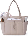 Wandering Nature Puffer Tote Bag with Cup Holder & Laptop Compartment & Trolley Sleeve for Travel, Work, Nurse, Women
