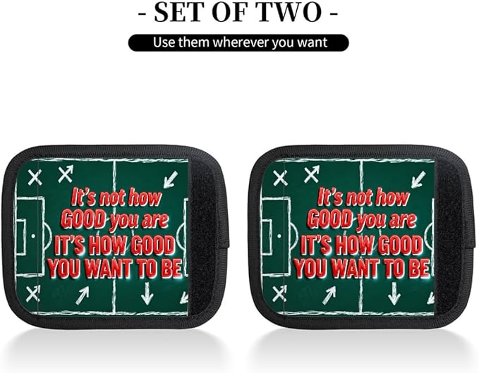 2 Pack Luggage Handle Wrap with Travel Tags - Non-Slip Protective Cover Soft Handle Grips Covers for Suitcase(Quotes You Want to Be)