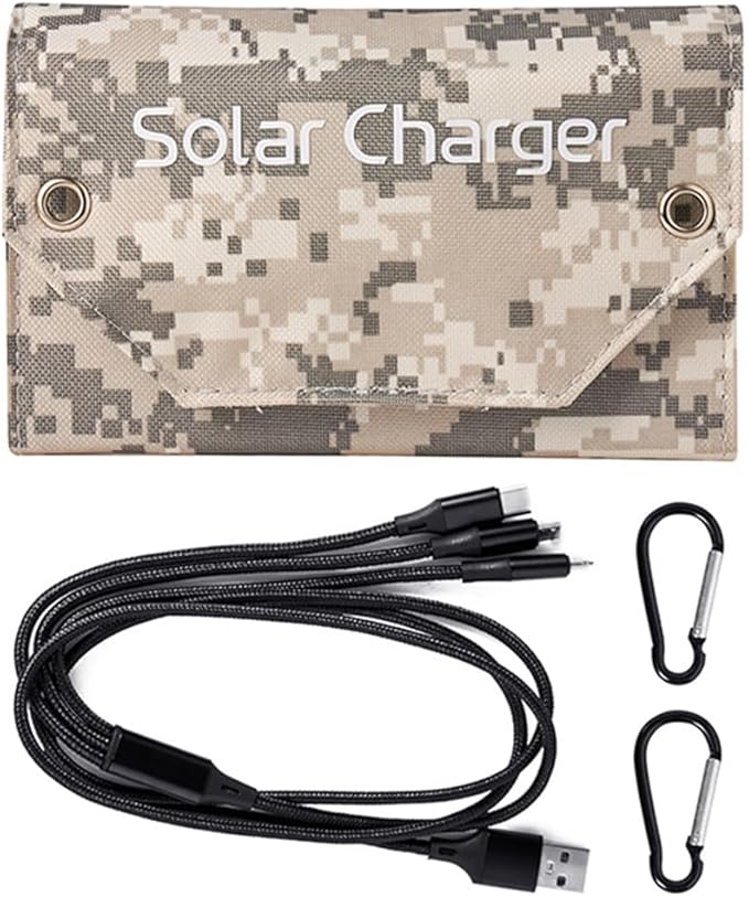12W Foldable Solar Charger Portable Solar Panel Mobile Phone Charger for Camping Hiking Climbing Camouflage Color