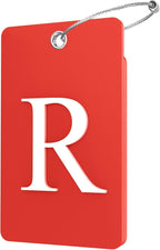Gostwo 2 Pack Luggage Tags for Suitcases, 26 Initial Letter Travel Luggage Baggage Identification Labels ID Tag Fully Bendable Tags with Stainless Steel Loop (Red) (Letter R)