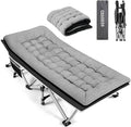 Fragess Portable Camping Cot, Sleeping Cots for Adults, 28" Extra Wide Folding Cot Max Load 600LBS with Thick Mattress, Portable Camping Bed for Outdoor Camp/Office, Home Nap (Black+Grey)
