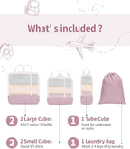 Narwey 6 Set/5 Set Compression Packing Cubes for Travel Kids Women Carry on, Packing Organizers Bag for Backpack Luggage Suitcase Duffle Bags