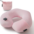 Keemall Inflatable Neck Pillow, Premium Pink U-Shaped Travel Pillow with Soft Washable Cover, Compact Portable Airplane Travel Essentials for Flight, Car and Office, Ideal Travel Gift for Women