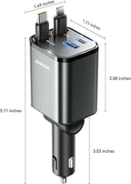 [2026 Ultra-Compact] JOYROOM Retractable Car Charger 84W Car Charger USB C for iPhone 16 17 Fast Charging, Car Accessories, Car Adapter Travel Essentials Gifts for Women Men, for iPhone 17 16 15 14 13